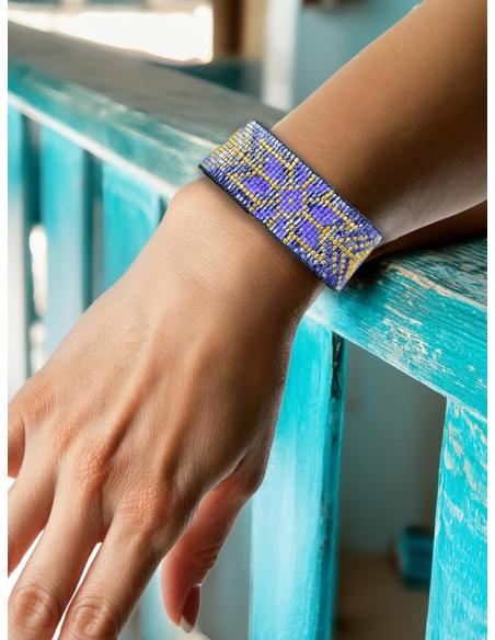 PULSERAS MORADAS Y DORADAS ANCHAS MODA BOHEMIA | ACCESORIOS MUJER