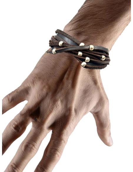 PULSERAS MUJER EN CUERO MARRON VARIAS HILERAS | EL JARDIN DEL DESEO