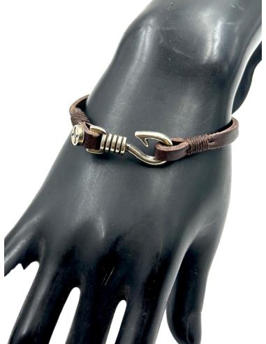 PULSERAS PARA HOMBRE CUERO MARRON Y CIERRE GANCHO | EL JARDIN DEL DESEO