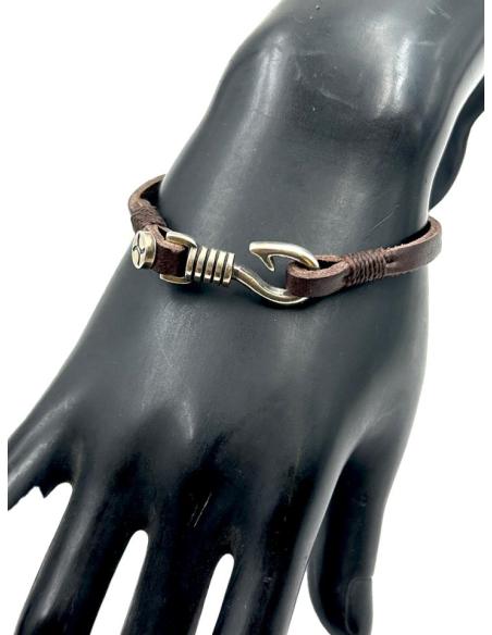 PULSERAS PARA HOMBRE CUERO MARRON Y CIERRE GANCHO | EL JARDIN DEL DESEO