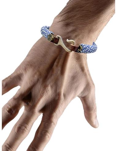 PULSERAS HOMBRE DE CUERO Y CUERDA AZUL | EL JARDIN DEL DESEO