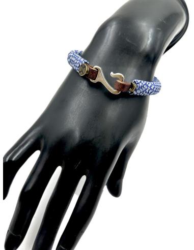 PULSERAS HOMBRE DE CUERO Y CUERDA AZUL | EL JARDIN DEL DESEO