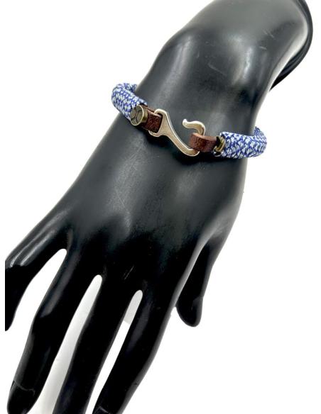 PULSERAS HOMBRE DE CUERO Y CUERDA AZUL | EL JARDIN DEL DESEO