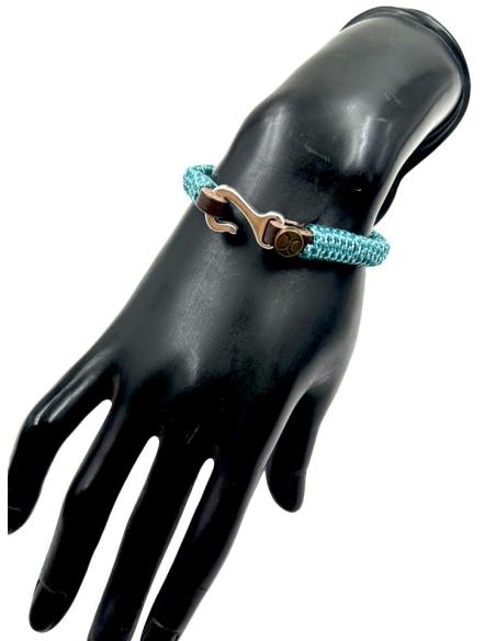 PULSERAS HOMBRE DE CUERO Y CUERDA VERDE Y AZUL | EL JARDIN DEL DESEO