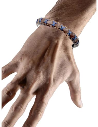 PULSERAS DE HOMBRE CUERO MARRON Y CRUZ MARINO | EL JARDIN DEL DESEO