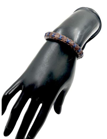 PULSERAS DE HOMBRE CUERO MARRON Y CRUZ MARINO | EL JARDIN DEL DESEO