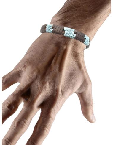 PULSERAS DE HOMBRE CUERO MARRON Y AZUL CLARO | EL JARDIN DEL DESEO