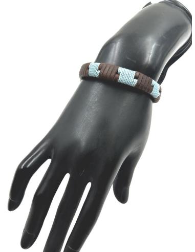 PULSERAS DE HOMBRE CUERO MARRON Y AZUL CLARO | EL JARDIN DEL DESEO