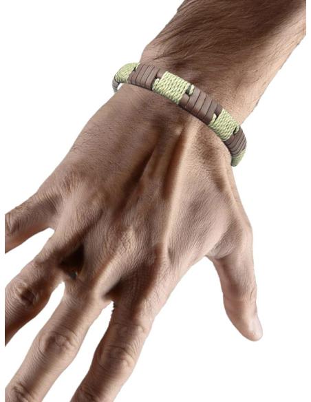 PULSERAS DE HOMBRE CUERO MARRON Y VERDE MILITAR | EL JARDIN DEL DESEO