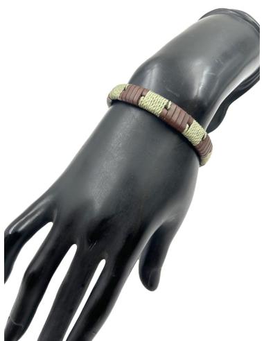 PULSERAS DE HOMBRE CUERO MARRON Y VERDE MILITAR | EL JARDIN DEL DESEO