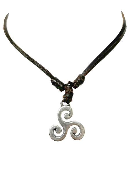 COLLARES HOMBRE DE CUERO Y TRISQUEL PLATEADO | EL JARDIN DEL DESEO