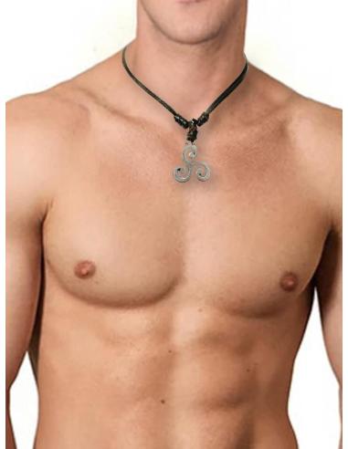 COLLARES HOMBRE DE CUERO Y TRISQUEL PLATEADO | EL JARDIN DEL DESEO