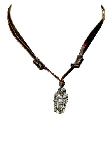 COLLARES HOMBRE DE CUERO CON BUDAS PLATEADOS | EL JARDIN DEL DESEO