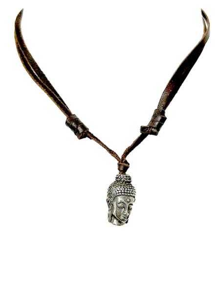 COLLARES HOMBRE DE CUERO CON BUDAS PLATEADOS | EL JARDIN DEL DESEO
