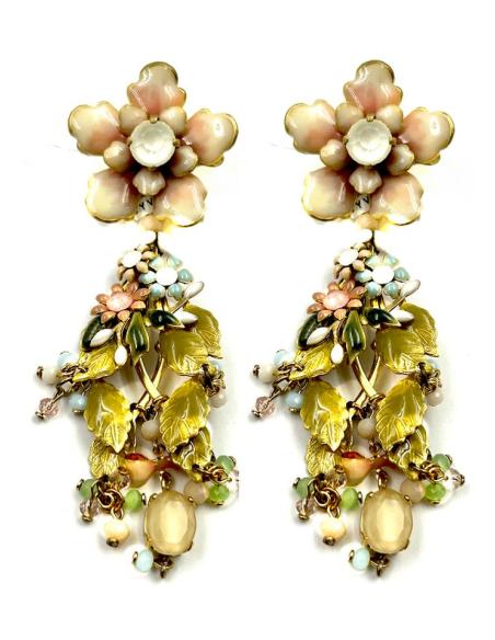 PENDIENTES BODA LARGOS ROSAS Y VERDES PISTACHO | PENDIENTES INVITADA