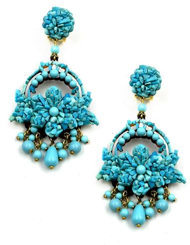 PENDIENTES LARGOS PIEDRAS AZULES TURQUESAS | PENDIENTES FLAMENCA