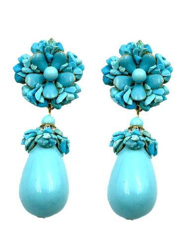 PENDIENTES BODA DE PIEDRAS AZULES TURQUESAS | PENDIENTES FLAMENCA