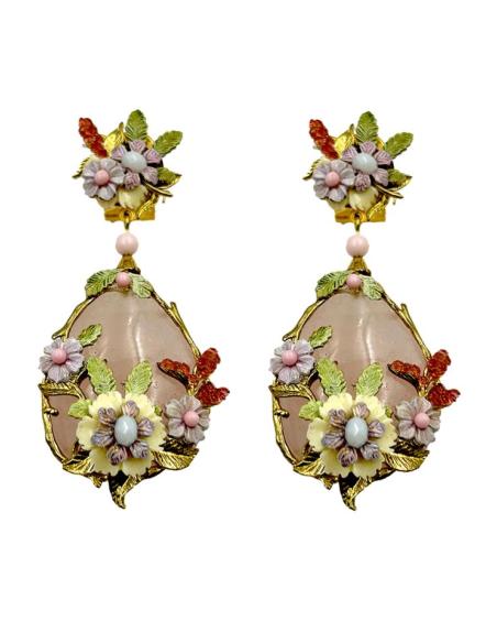 PENDIENTES LARGOS ROSAS PARA INVITADAS DE BODAS | PENDIENTES MUJER