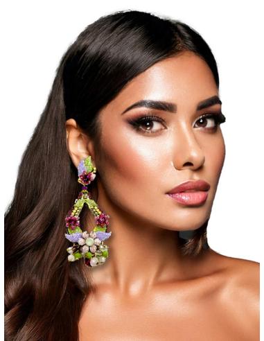 PENDIENTES LARGOS LILAS Y VERDES AGUA PARA BODAS | PENDIENTES INVITADA
