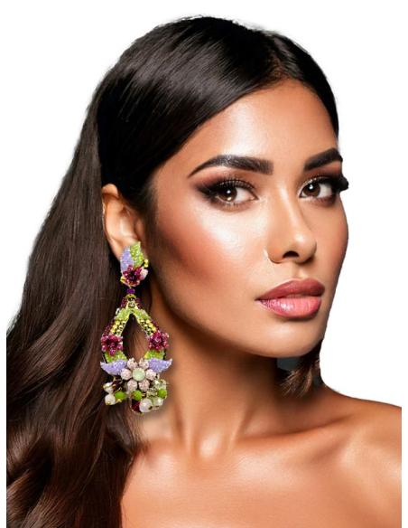 PENDIENTES LARGOS LILAS Y VERDES AGUA PARA BODAS | PENDIENTES INVITADA