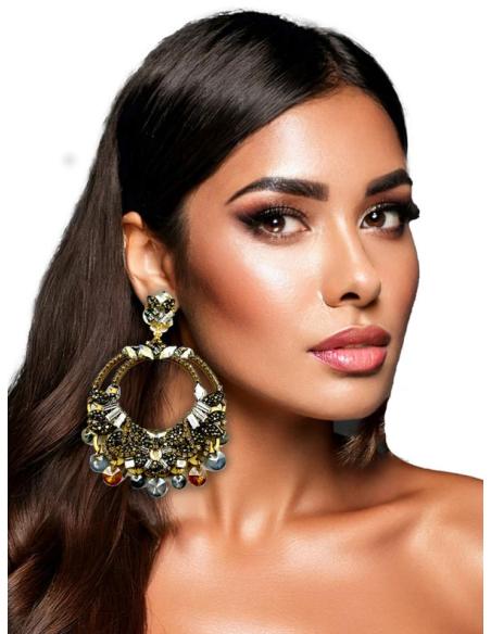 PENDIENTES DORADOS LARGOS DE BODA AIRE FLAMENCO | PENDIENTES INVITADA