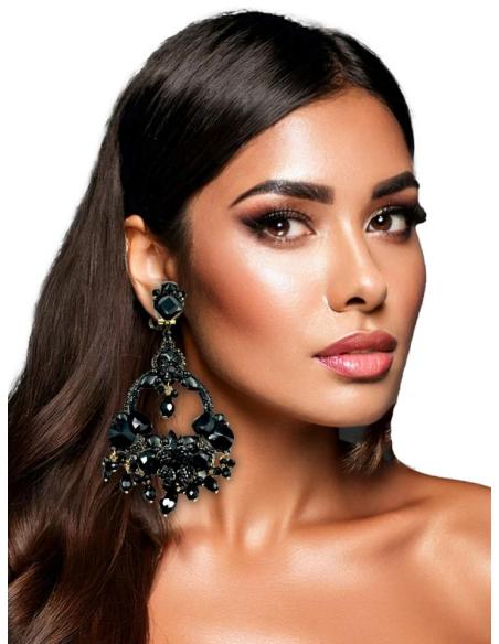 PENDIENTES INVITADA NEGROS AROS GRANDES FLAMENCOS | PENDIENTES BODA