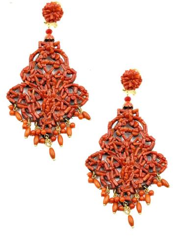 PENDIENTES LARGOS ROJOS PIEDRA CORAL AIRE FLAMENCO | PENDIENTES FLAMENCA