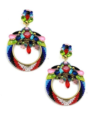 PENDIENTES MUJER AROS GRANDES AZULES ROSAS Y ROJOS | PENDIENTES BODA