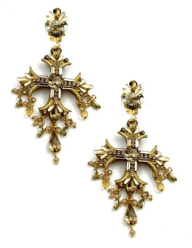 PENDIENTES BODA LARGOS DORADOS CRUZ BARROCA | PENDIENTES INVITADA