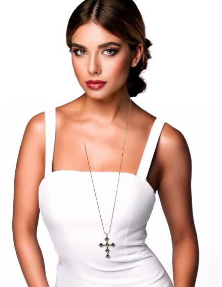 COLLARES MUJER DE CRUZ CRISTAL Y CADENA LARGA | JOYAS CON CRUCES