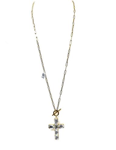 COLLARES DORADOS CON CRUCES CADENA CORBATERO | JOYAS MUJER