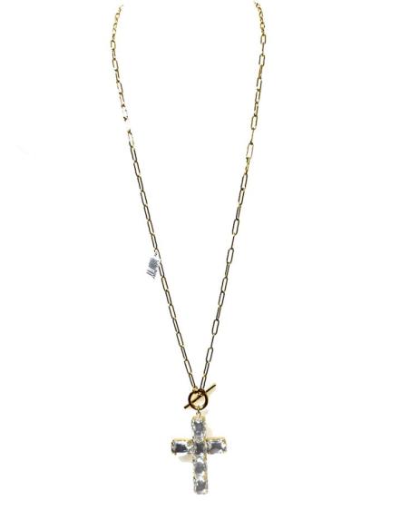 COLLARES DORADOS CON CRUCES CADENA CORBATERO | JOYAS MUJER