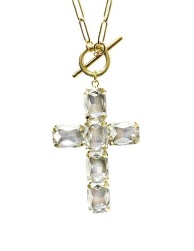 COLLARES DORADOS CON CRUCES CADENA CORBATERO | JOYAS MUJER