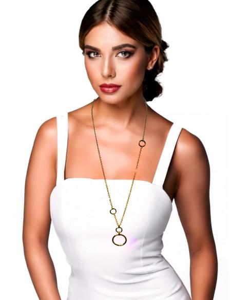 COLLARES MUJER DORADOS LARGOS CON ARANDELAS | JOYAS ACERO
