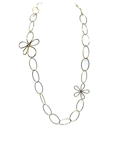 COLLARES DORADOS DE ESLABON GRANDE CON FLORES | ACCESORIOS MUJER