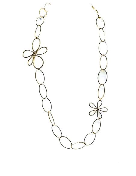 COLLARES DORADOS DE ESLABON GRANDE CON FLORES | ACCESORIOS MUJER