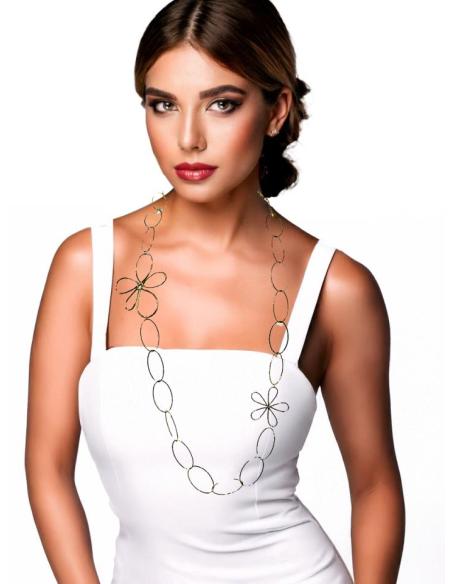 COLLARES DORADOS DE ESLABON GRANDE CON FLORES | ACCESORIOS MUJER