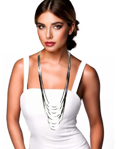 COLLARES LARGOS PLATEADOS CON VARIAS CADENAS | JOYAS DE MODA