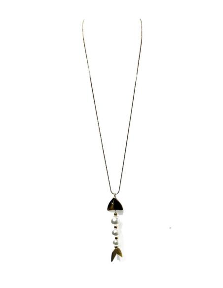 COLLARES DORADOS CON COLGANTE DE PEZ CON PERLAS | JOYAS MUJER