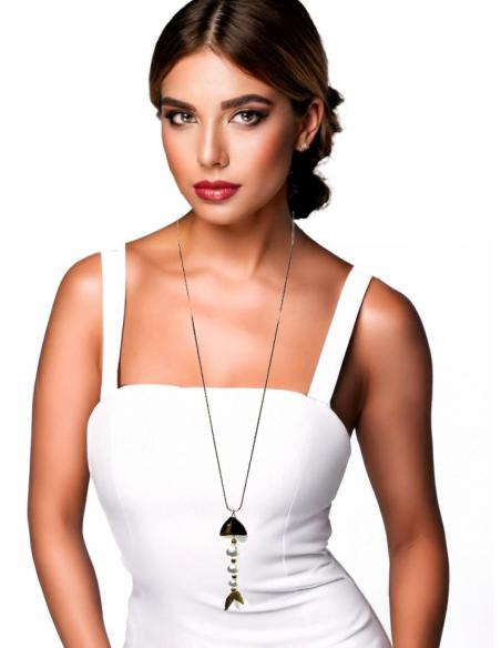 COLLARES DORADOS CON COLGANTE DE PEZ CON PERLAS | JOYAS MUJER