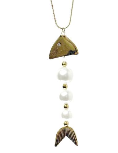 COLLARES DORADOS CON COLGANTE DE PEZ CON PERLAS | JOYAS MUJER