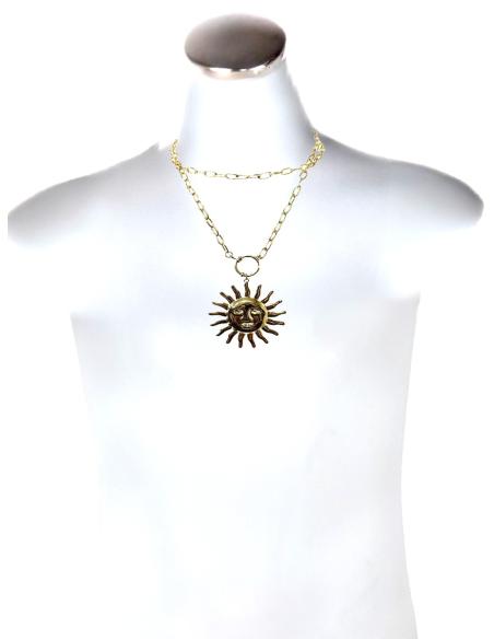 COLLARES MUJER DORADOS CADENA ESLABON Y SOL | JOYAS DE MODA