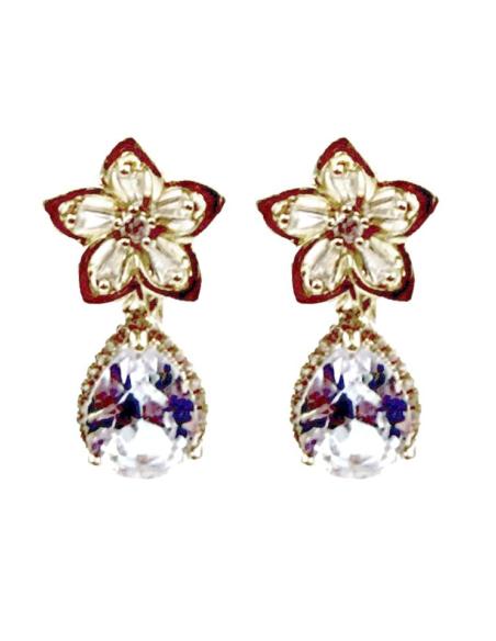 PENDIENTES DE CLIP LARGOS DORADOS PARA BODAS CON DESTELLOS BRILLO