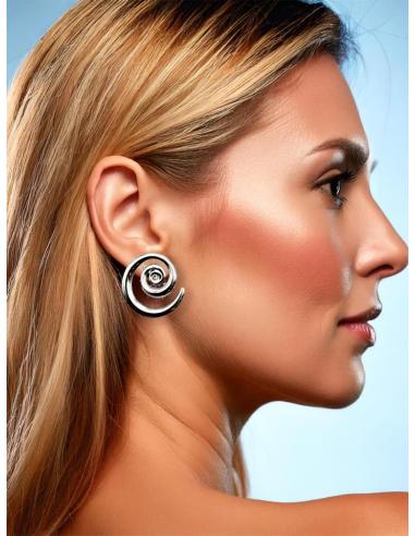 PENDIENTES MUJER DE CLIP PLATEADOS CON ESPIRAL | EL JARDIN DEL DESEO