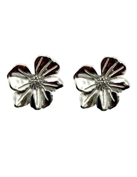 PENDIENTES DE CLIP PLATEADOS CON FLORECITAS | EL JARDIN DEL DESEO