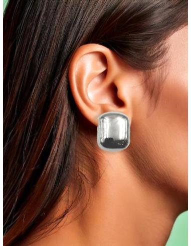 PENDIENTES CLIP PLATEADOS DISEÑO ACTUAL CUADRADO