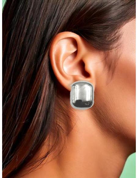PENDIENTES CLIP PLATEADOS DISEÑO ACTUAL CUADRADO