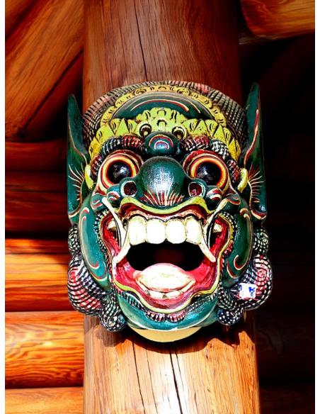 DECORACIONES DE MADERA MASCARA VERDE BALINESA