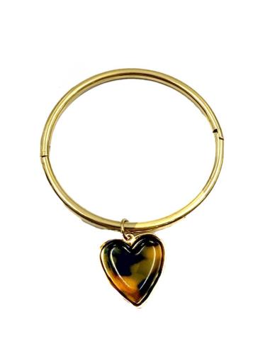 PULSERAS MUJER DORADAS CON CORAZON CAREY | JOYAS EN ACERO
