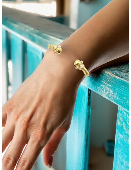 PULSERAS DE MUJER DORADAS CON PERLAS | JOYAS ACERO